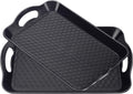 Plastic Tray with Handles, 2 Pack Multi-Purpose Rectangular Non Slip Restaurant Serving Trays Set for Parties, Coffee