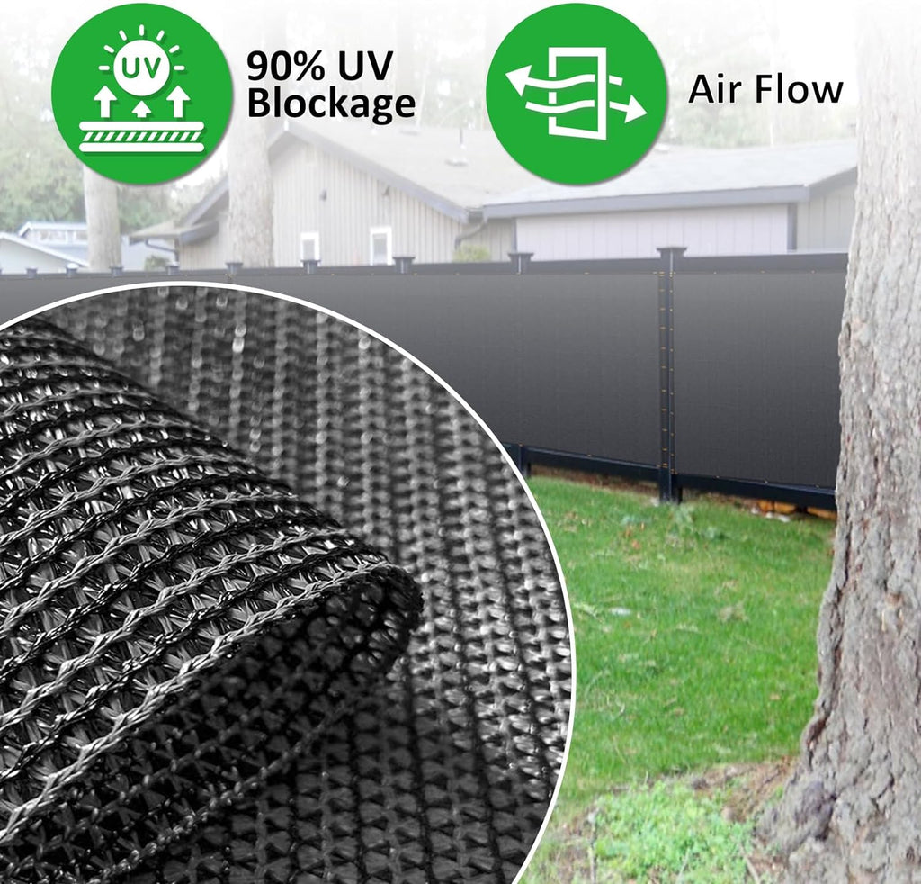 6' x 50' Black Privacy Screen Fence Heavy Duty Fencing Mesh Shade Net Cover for Outdoor Panel Garden Backyard Porch