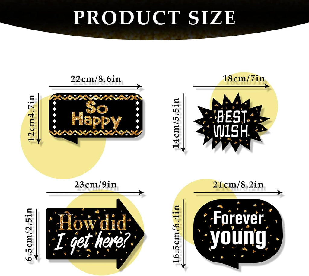 24 Pieces Photo Booth Props Birthday with Stick Happy Birthday Weddings Graduation Prom Bday Wedding New Year Party