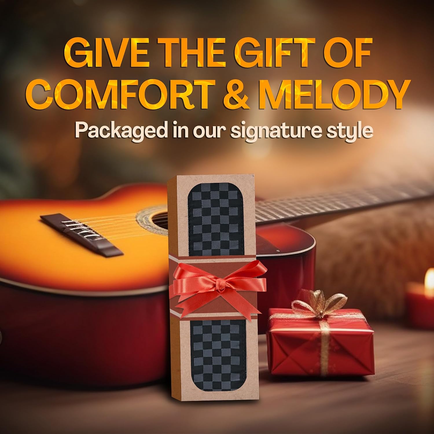 Guitar Strap For Acoustic, Electric and Bass Guitars, Adjustable Padded Leather Ends Guitar Straps For Men and Women