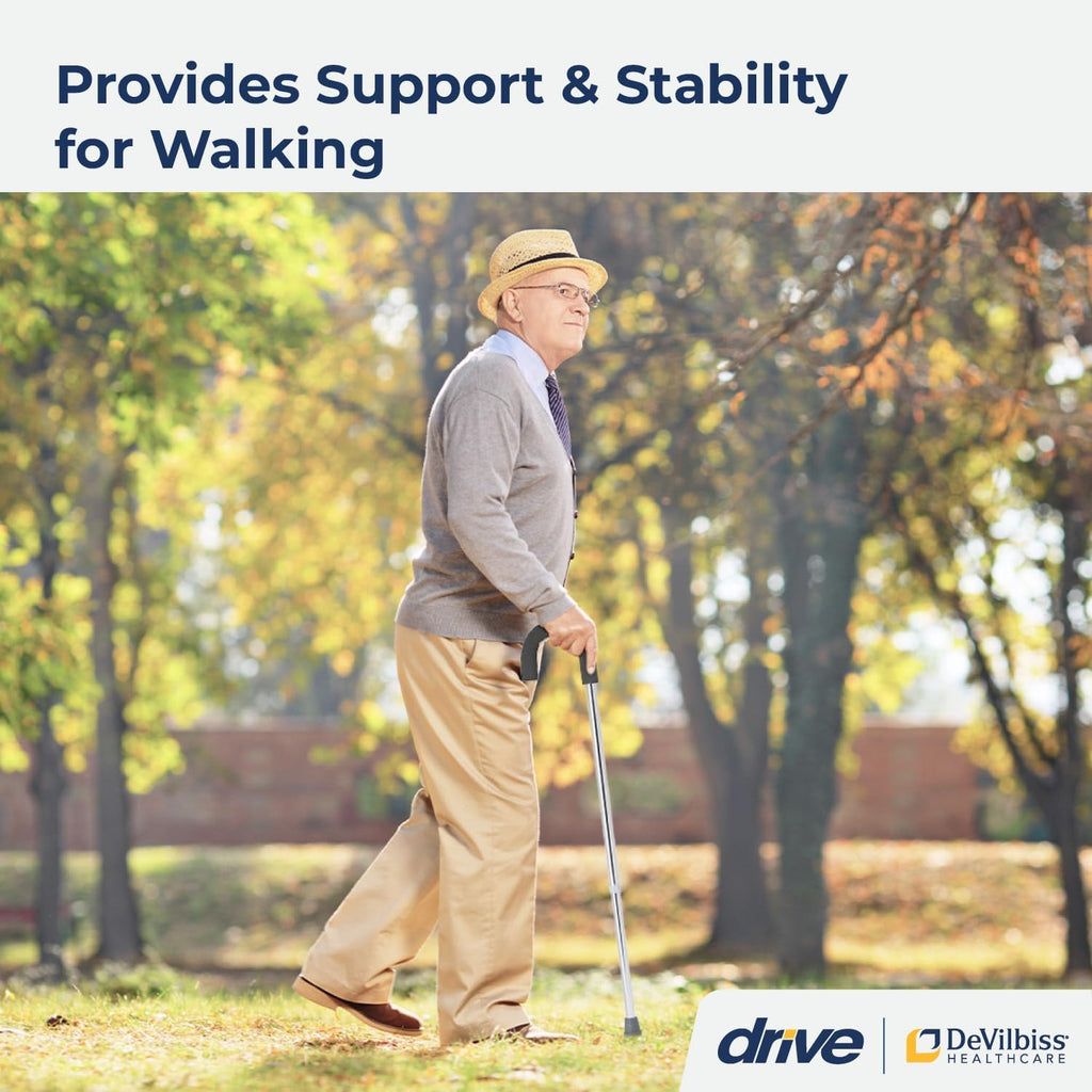 Round Handle Aluminum Walking Cane with Foam Grip, Silver