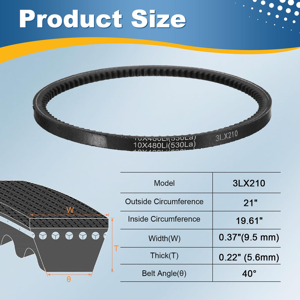uxcell 3L210 Rubber V Belt, 21" Outer Circ x 0.37" Width x 0.22" Thick