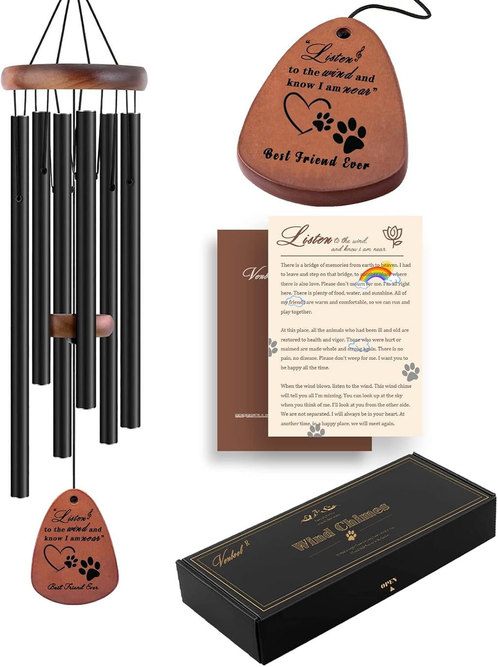 Dog Memorial Gifts for Loss of Dog, 28" Pet Memorial Sympathy Wind Chimes