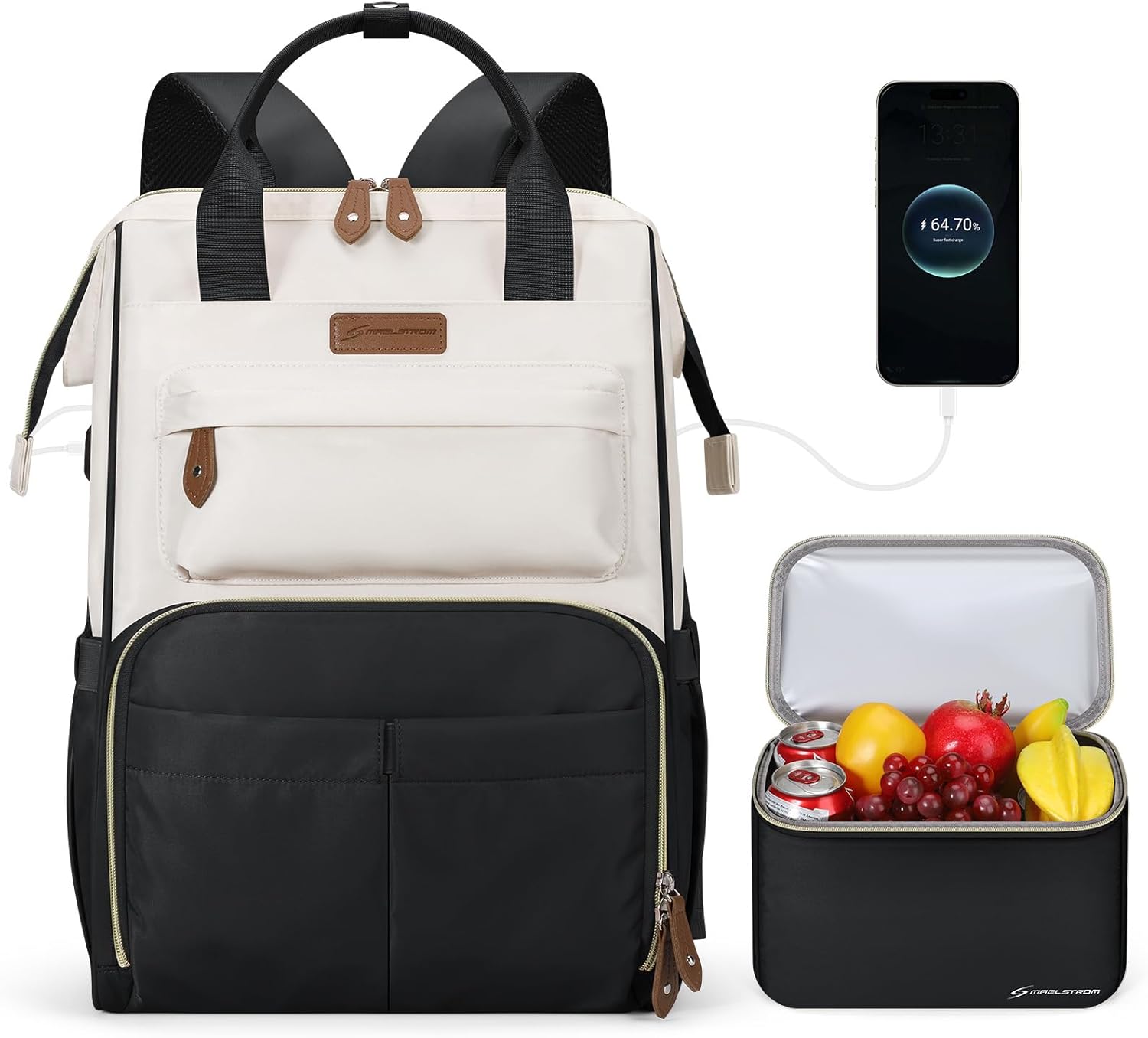 Travel Backpack for Women Men,Laptop Backpack Fits 15.6-17.3 Inch Laptop, Nurse/Work Bag with Insulated Lunch Box
