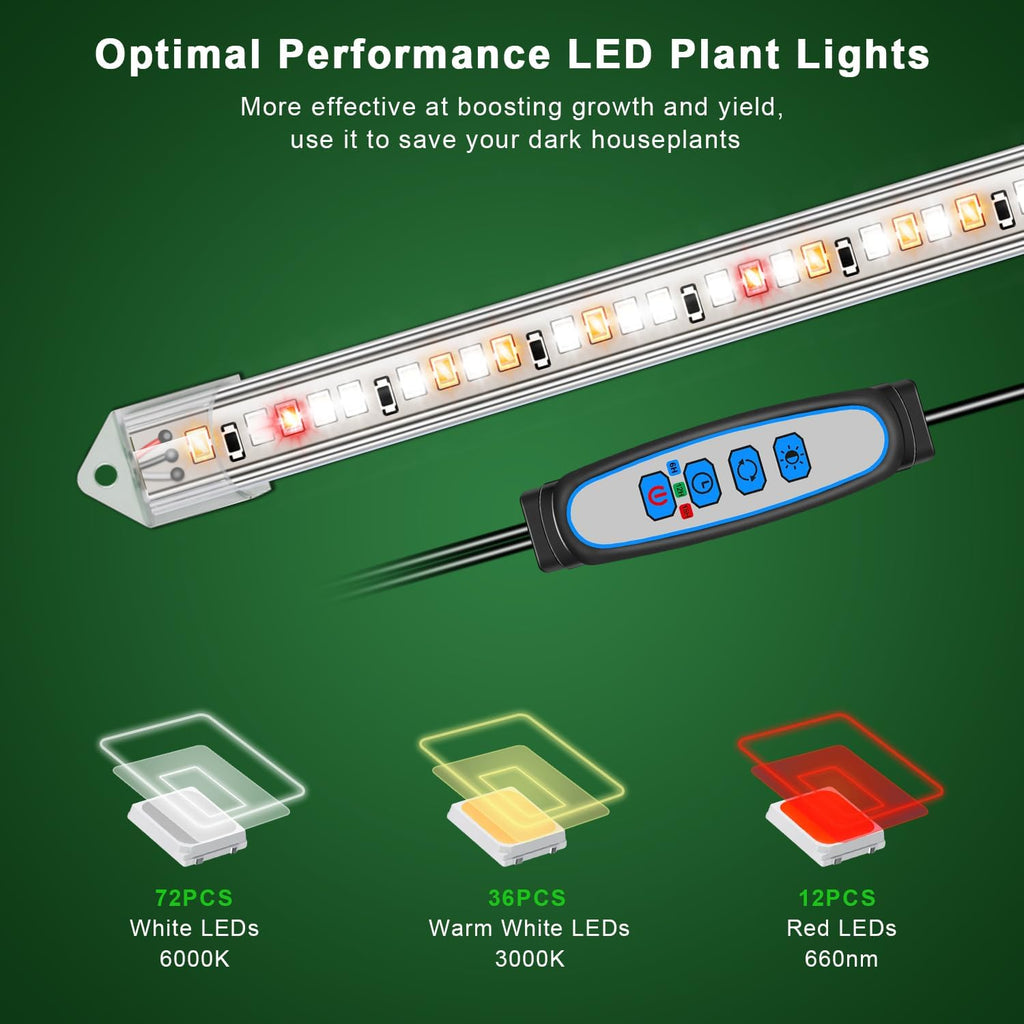 16in Grow Light Strips, 2-Bar 120 LEDs Full Spectrum Plant Light | Growing Lamp for Indoor Plants with 6/12/16H Auto