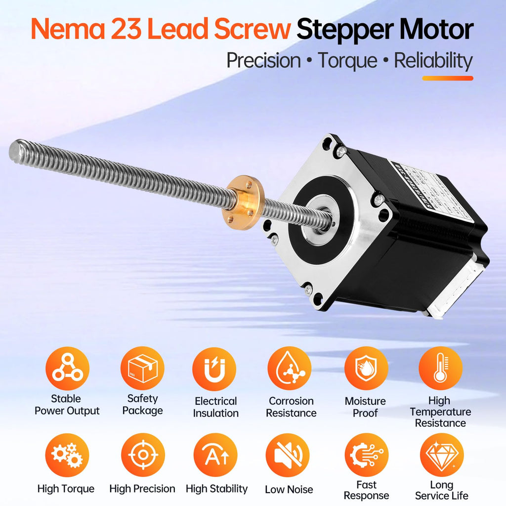 YEJMKJ Nema 23 Stepper Motor TR8x8 250mm with T8 Lead Screw 57x76mm 1.8Nm