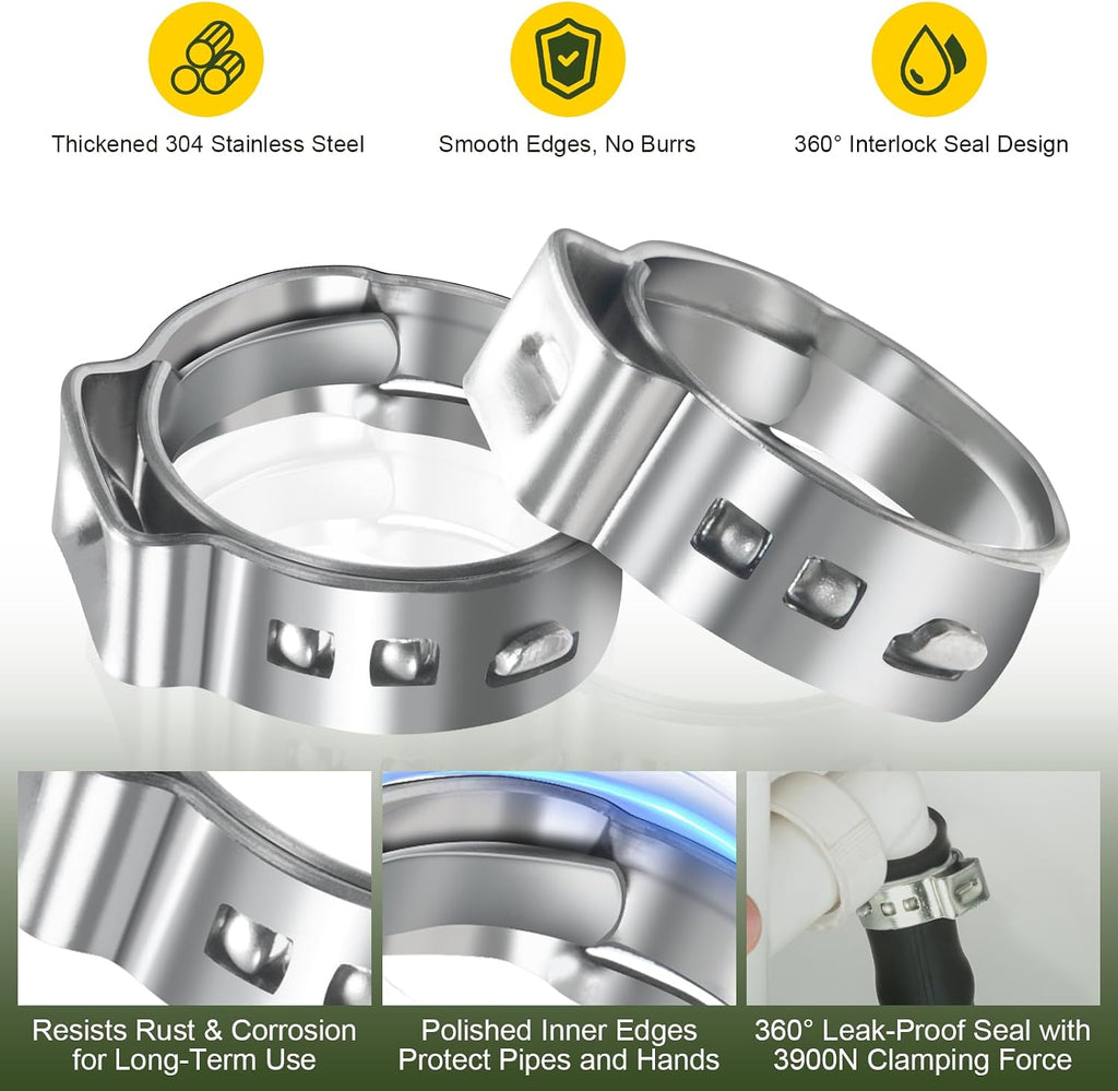 1/2 Inch PEX Crimp Rings 120 Pack for PEX Fittings Plumbing