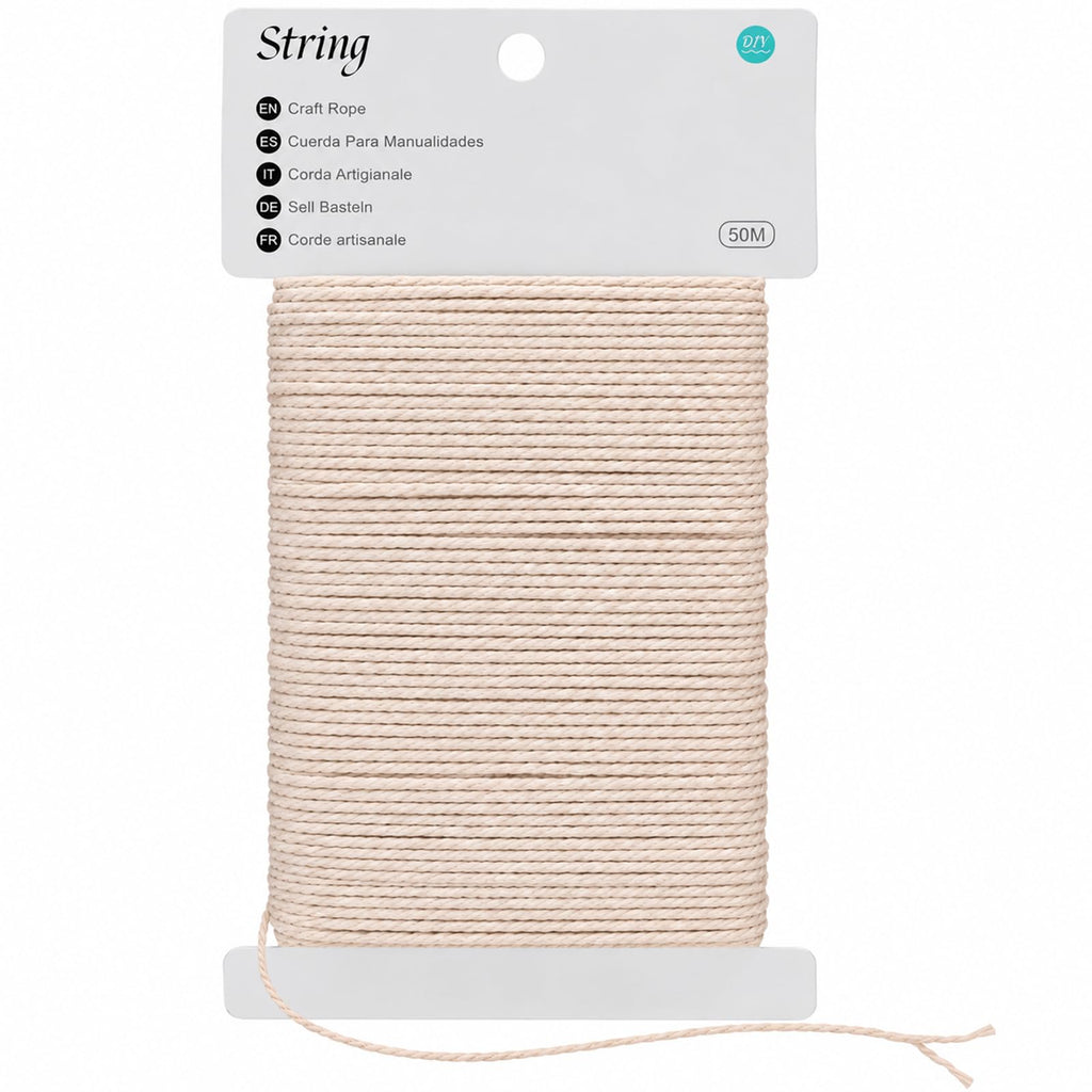 Cotton Butchers Twine, Natural Thin Beige Cotton String 2mm 164Ft
