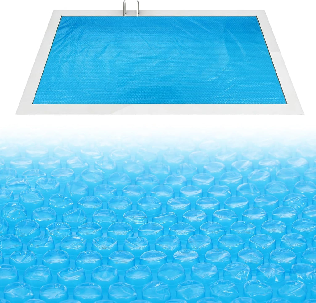 8.5x5.5 Ft Rectangle Solar Pool Cover for Above Pools, Blue Bubble Insulation Blanket for Heating, Heat Retention