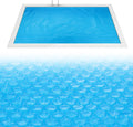 8.5x5.5 Ft Rectangle Solar Pool Cover for Above Pools, Blue Bubble Insulation Blanket for Heating, Heat Retention
