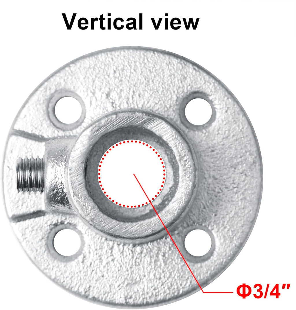 4PCS Railing Flange Pipe Base Structural Fitting Fits 3/4" Schedule 40 Pipe