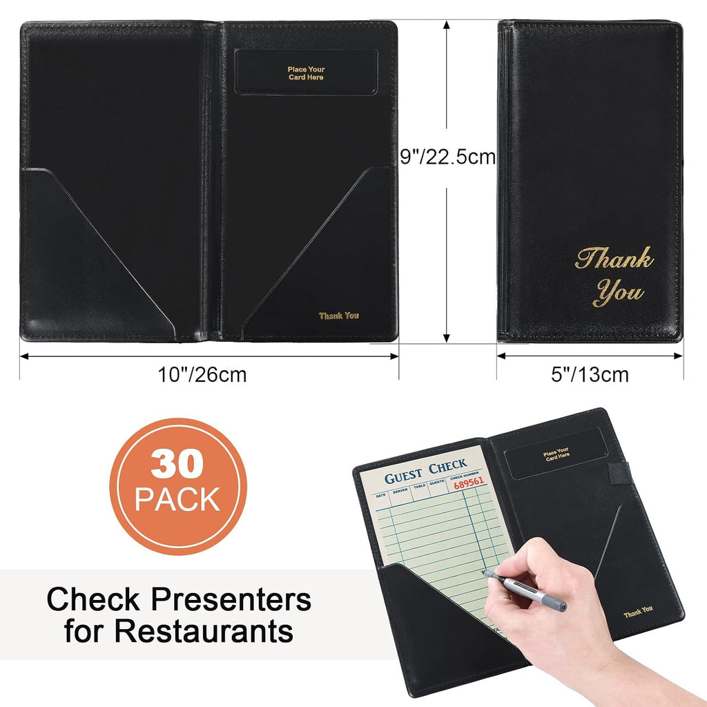 Leather Restaurant Check Presenters, 30Pcs 9 x 5" Guest Card Holder