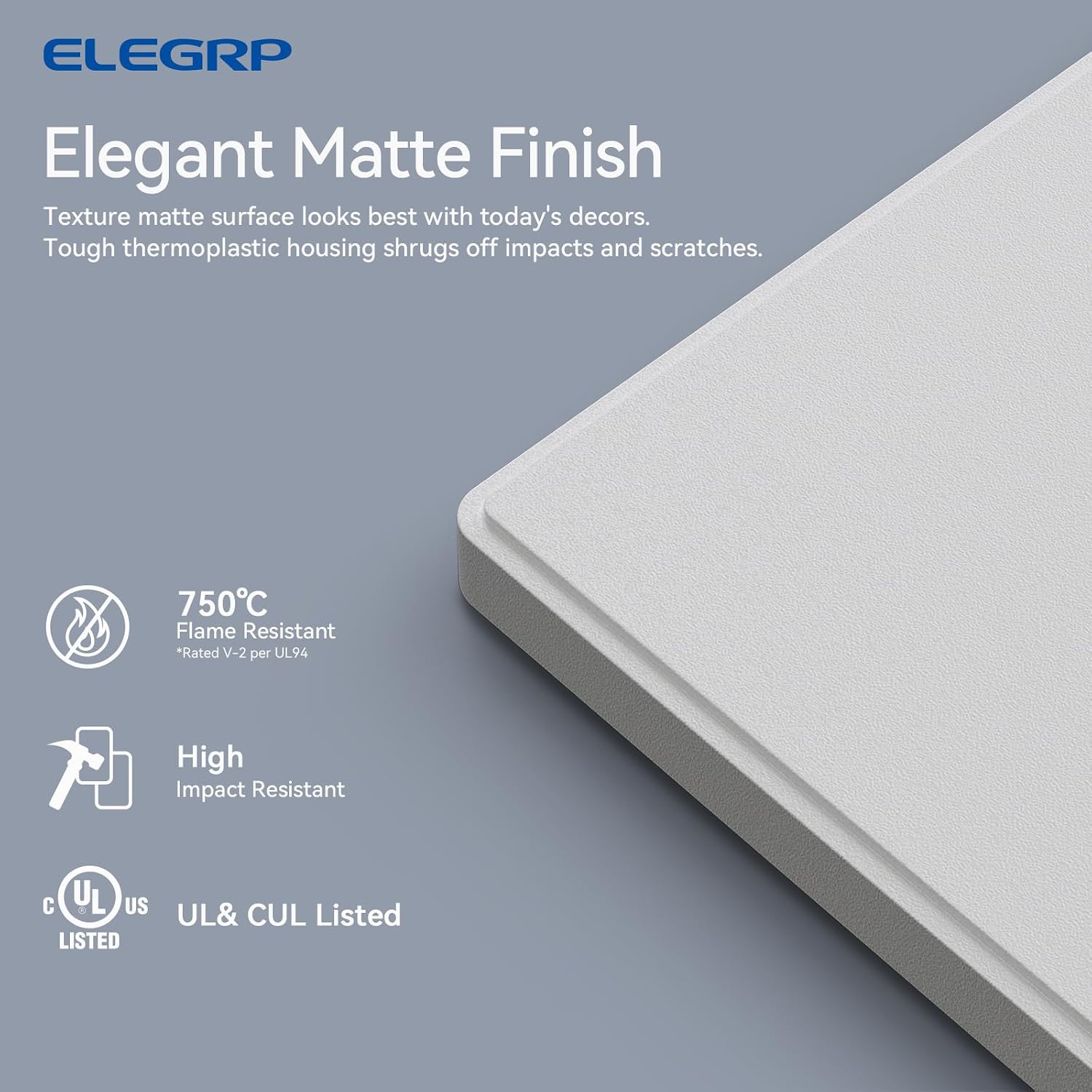 Blank Wall Plate Cover, 1-Gang Screwless Blank Outlet Plate, Mid-Size 4.88" x 3.13" Unbreakable Thermoplastic Blank