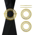 2 Pack Shiny Gold Curtain Tiebacks Round Holdbacks, 26 Crystals