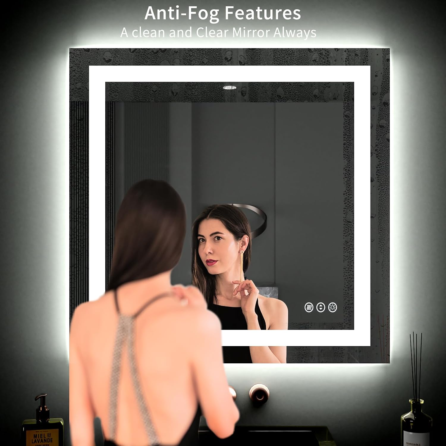 40"X38" LED Bathroom Mirror with Lights | Anti-Fog, Dimmable, 3 Color Temperature, Backlit + Front Lit, Memory