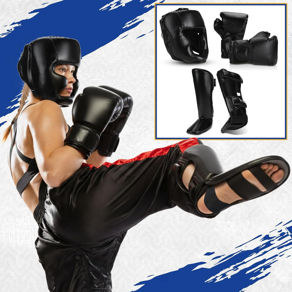 5 Pcs Boxing Guards Set for Kids with Sparring Headgear