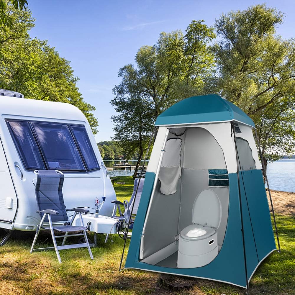 Portable Toilet | Indoor Outdoor Commode w/Detachable Inner Bucket & Removable Paper Holder, Lightweight & Compact