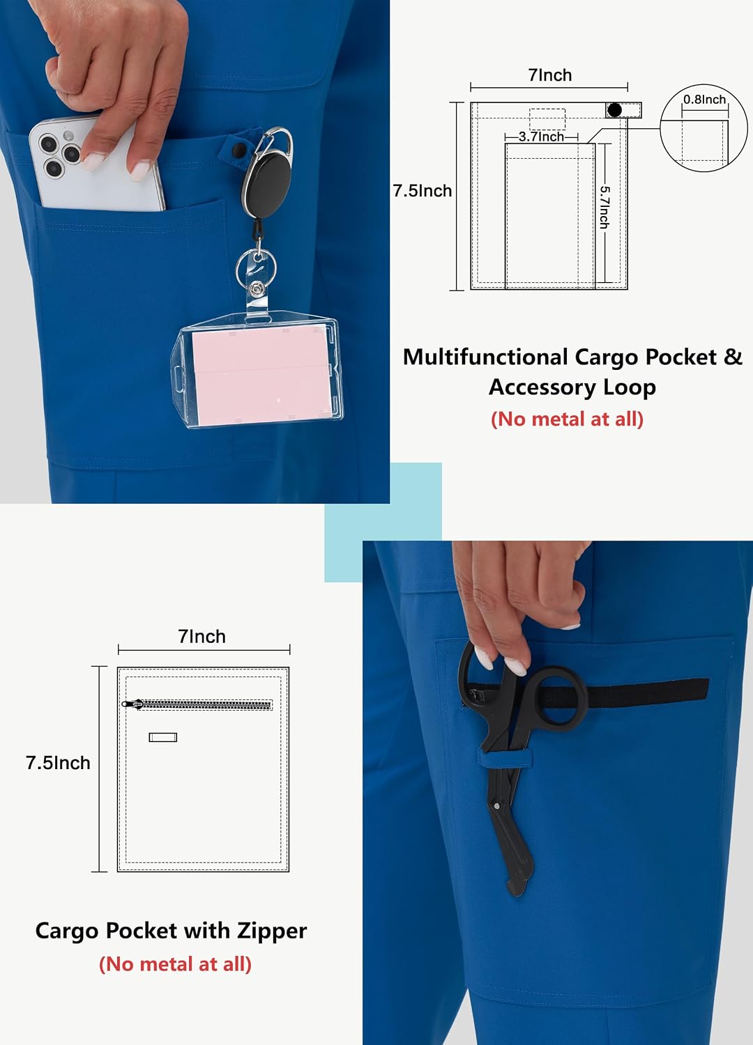 High Waisted Jogger Style Scrub Pants Royal