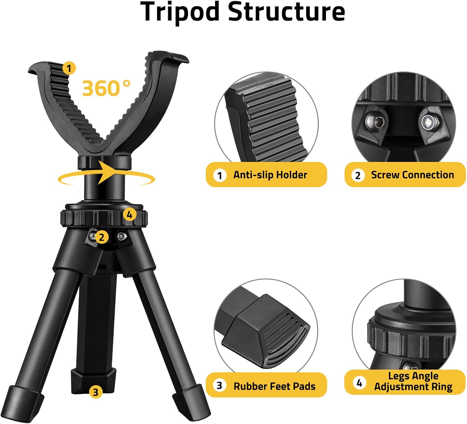 Shooting Rest Tripod 360 Degree Rotation V Yoke Stand | Rifle Rest for Target Shooting Adjustable Height Shooting