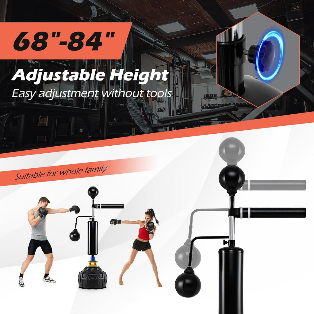 Punching Bag, Freestanding Boxing Bag Trainer with 2 Speed Balls, Swivel Bar & Punching Bag Stand, Height Adjustable