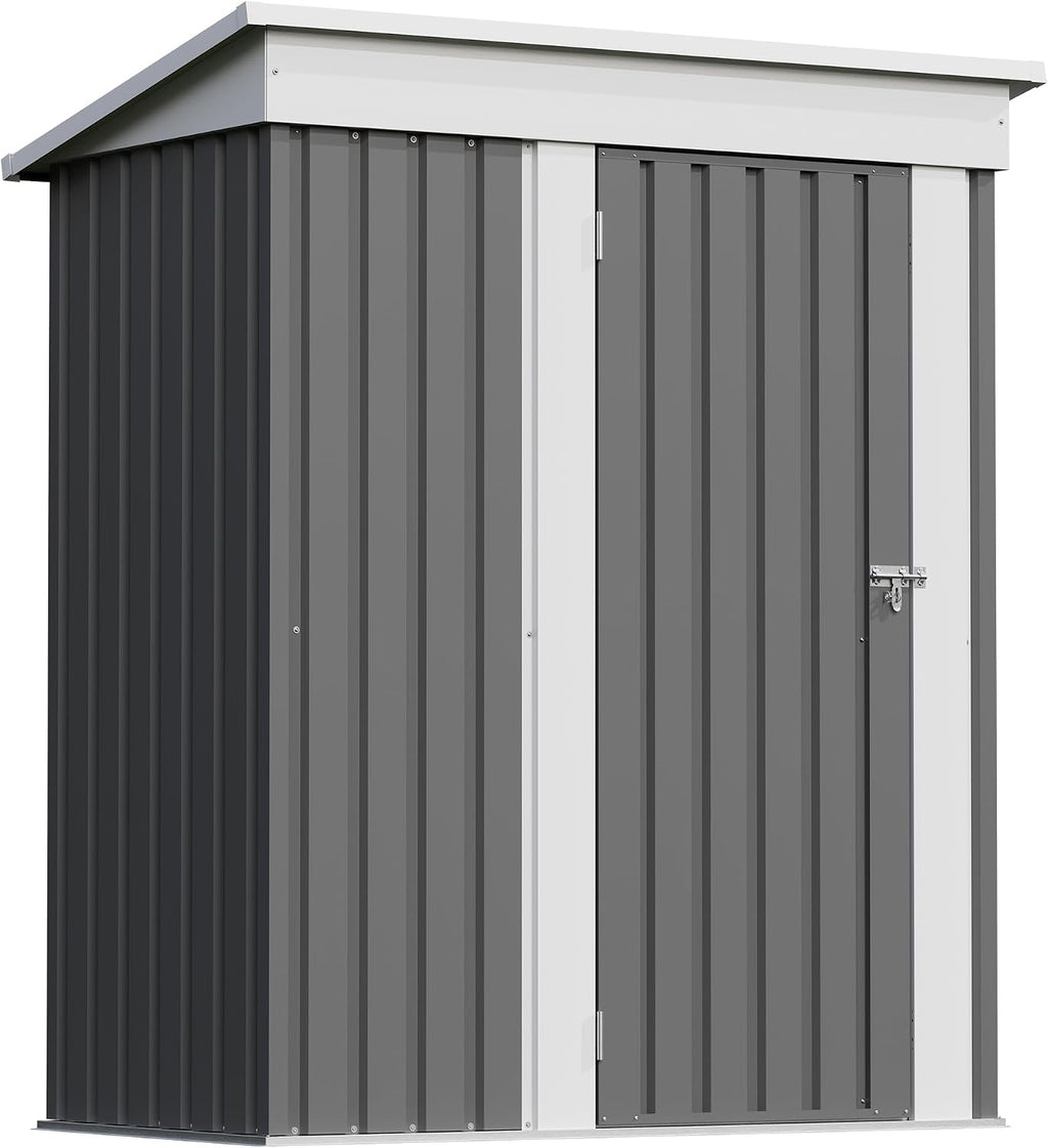 5x3 FT Outdoor Storage Shed, Garden Tool Shed | with Sloping Roof and Lockable Door, Metal Shed for Backyard Garden