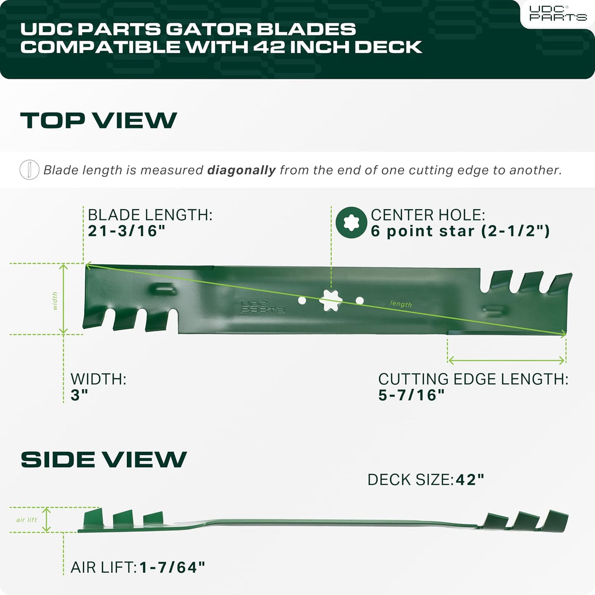 UDC Parts 942-0616A Mower Blades Replacement for Cub Cadet 42 Inch XT1 LT42