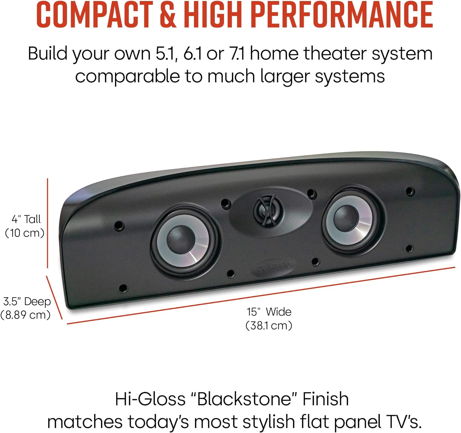 Blackstone TL1 Center Channel Speaker, Hi-Gloss Finish