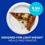 Dixie Basic 8.5 Inch Light-Weight Paper Plates By GP PRO, White, 500 Count (125 Disposable Plates Per Pack, 4 Packs