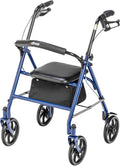 Rollator Walker with Seat - Stable Mobility Support - Height Adjustable - Durable Steel Frame Construction - Smooth