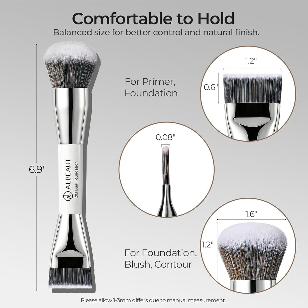 Foundation Brush for Liquid Makeup, Flat+Dome Dual Makeup Brush