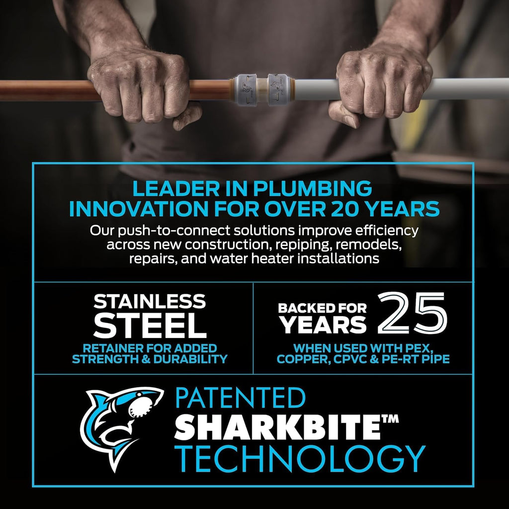 SharkBite Max 1 x 3/4 Inch Reducing Coupling, Push to Connect Brass Plumbing Fitting, PEX Pipe, Copper, CPVC, PE-RT, HDPE, UR060A