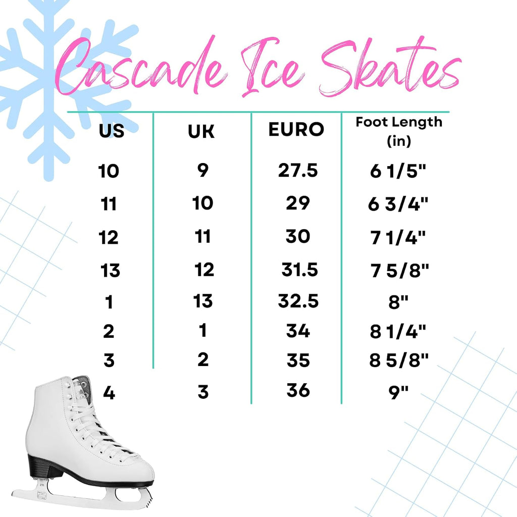 Cascade Girl's Figure Ice Skates White Size