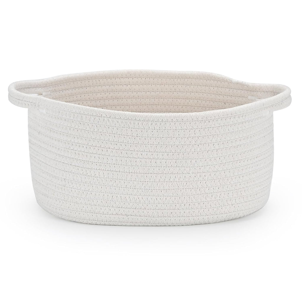 Medium Woven Cotton Rope Basket with Handle Empty Decorative Gift Basket for Baby Shower, Graduation, Father's Day