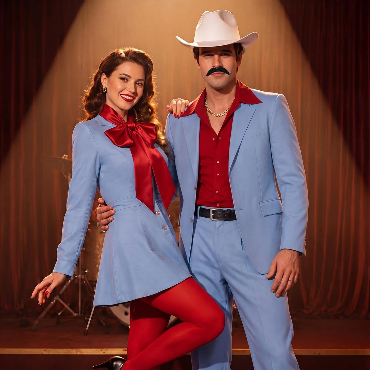 Retro Singer Costume Accessories Halloween Couple Costume for Women Men