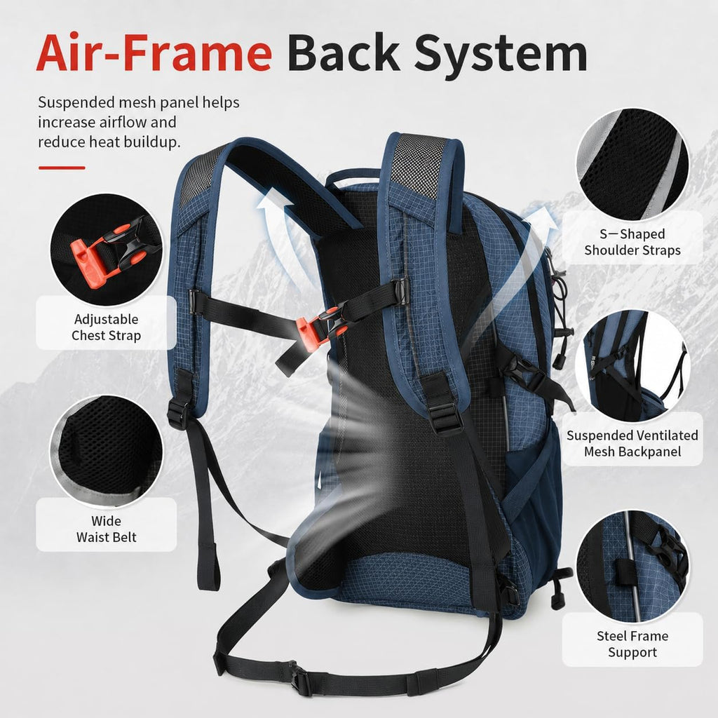18L Small Hiking Backpack with Internal Frame & Rain Cover, Lightweight Backpacking Pack with Adjustable Chest Strap