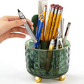 Dark Green Pen Pencil Holder for Desk, 360° Rotating Pen Organizer, Green Office Supplies, Cute Pen Holder