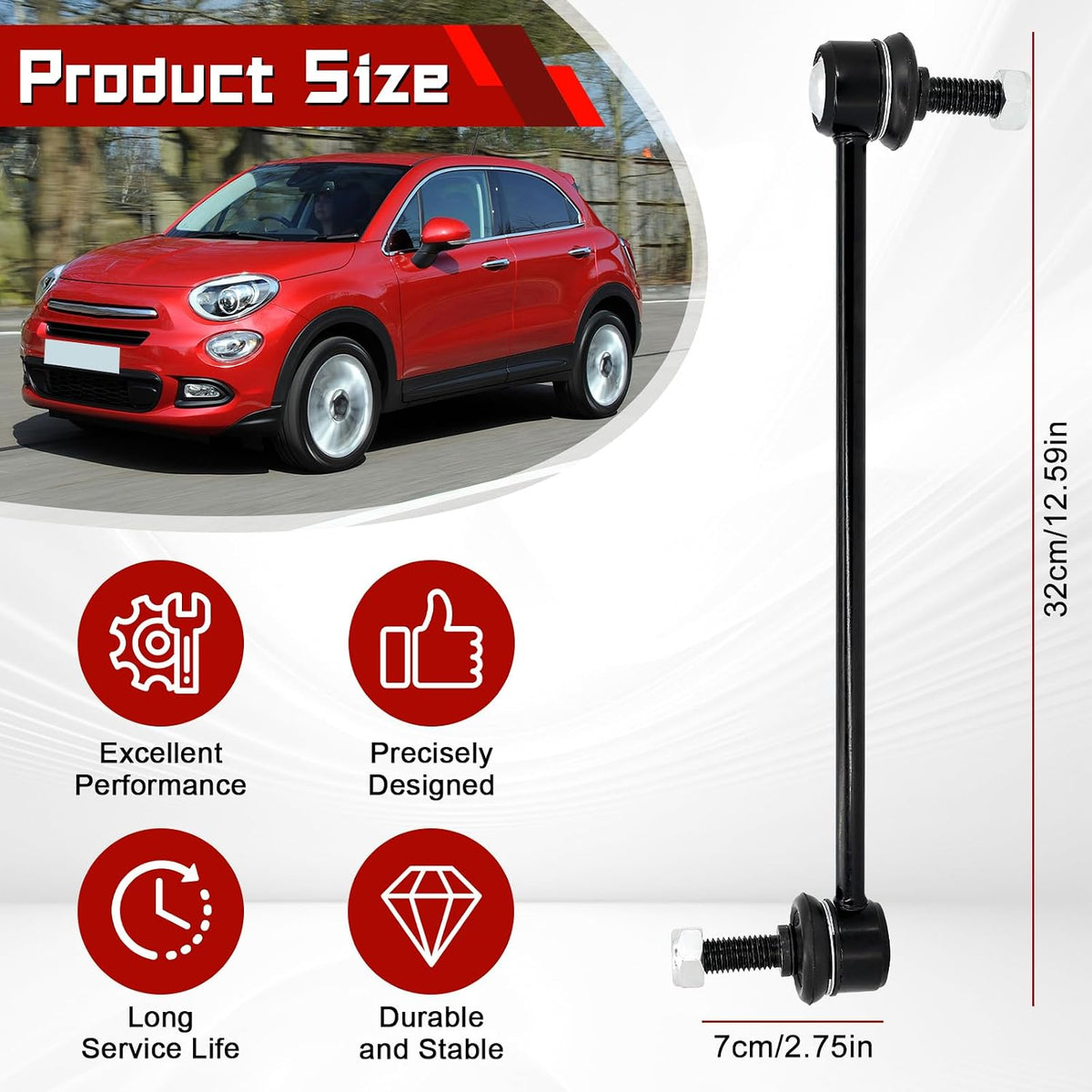 2 Pcs Front Stabilizer Sway Bar Links, Compatible with Compatible with 2016-2023 Fiat 500X, 2017-2023 Jeep Compass, 2015-2023 Jeep Renegade & 2023 Dodge Hornet, Replace# K750795