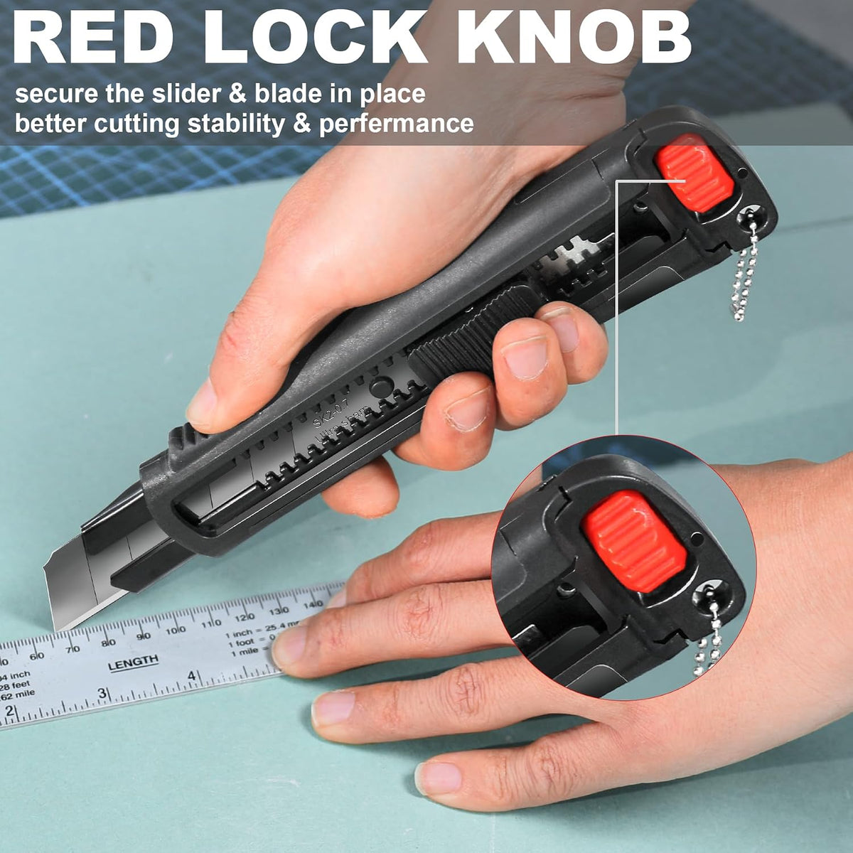 25mm Extra Heavy Duty Utility Knife with Double Lock Mechanism, Auto-Lock and Ratchet- Lock for Double Safety, SK2