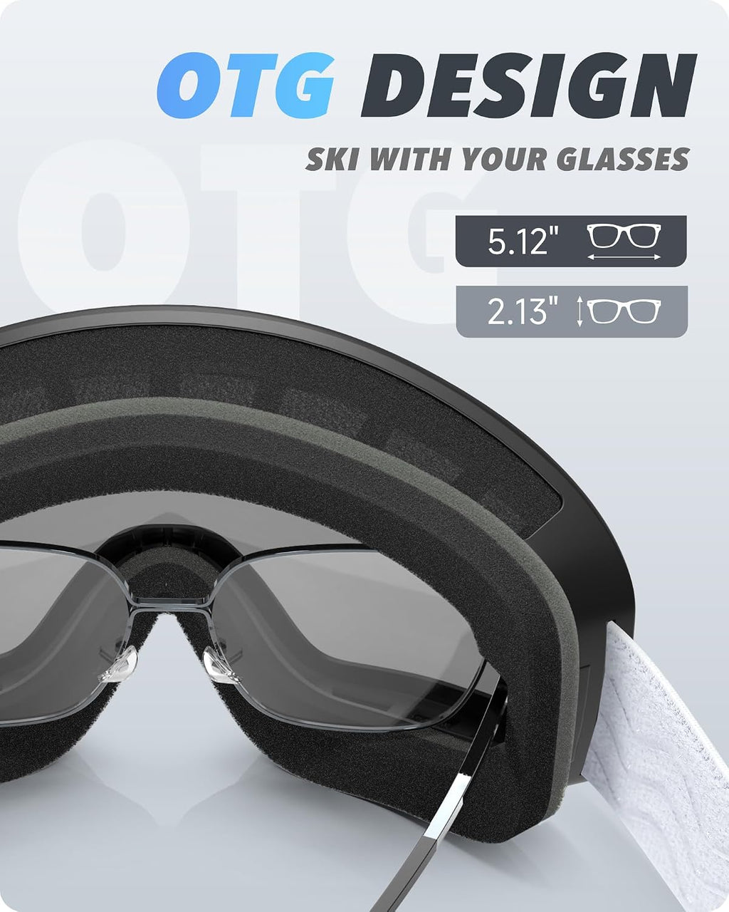 Ski/Snowboard Goggles for Men Women, OTG Snow Goggles Anti Fog 100% UV Protection Snowboarding Goggles