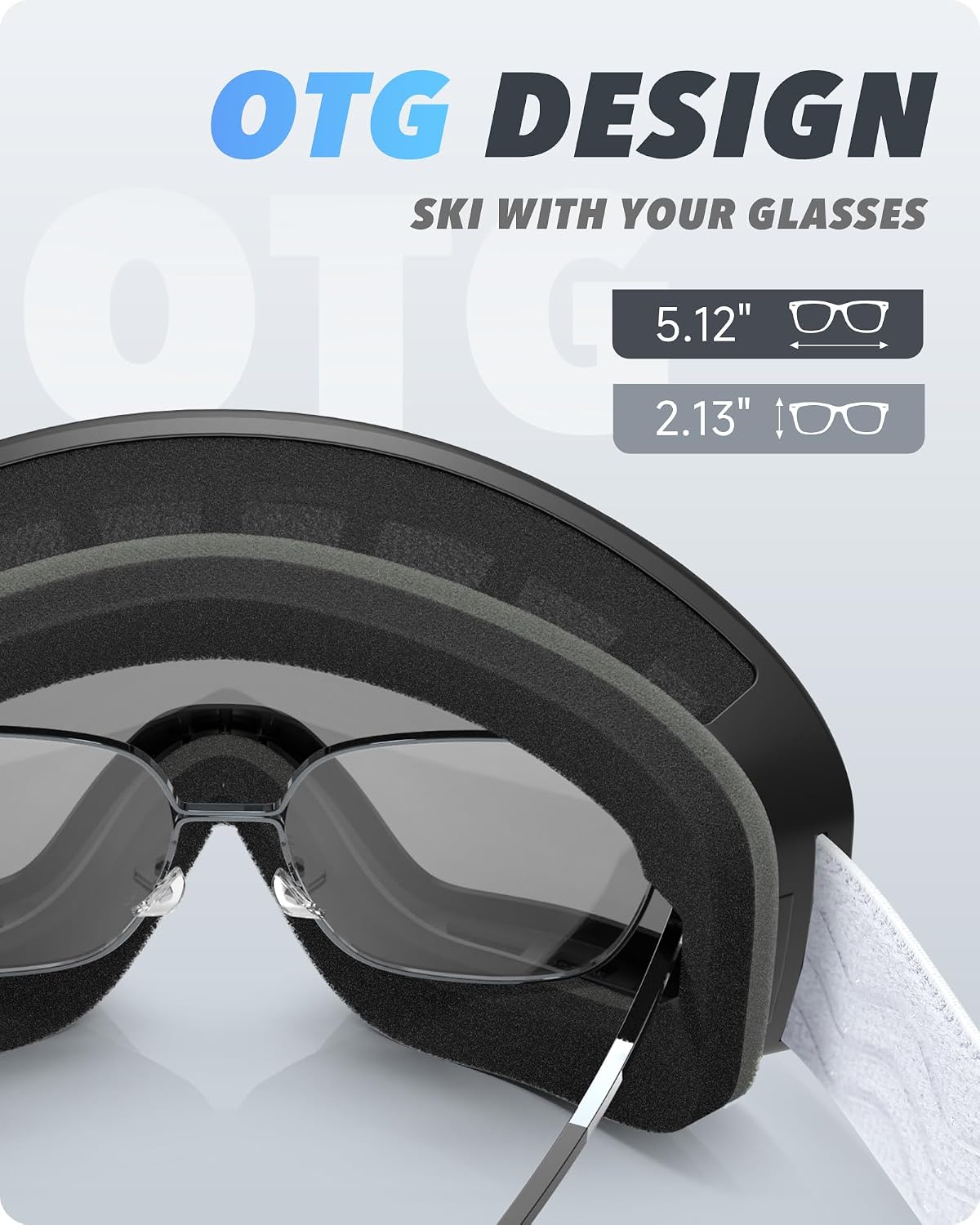 Ski/Snowboard Goggles for Men Women, OTG Snow Goggles Anti Fog 100% UV Protection Snowboarding Goggles