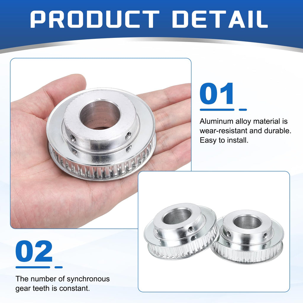 uxcell 2Pcs Timing Belt Pulley Aluminum Idler Pulley XL40 Teeth 1"(25mm) Bore for 10mm Width Belts, 3D Printers, CNC Machines, Industry