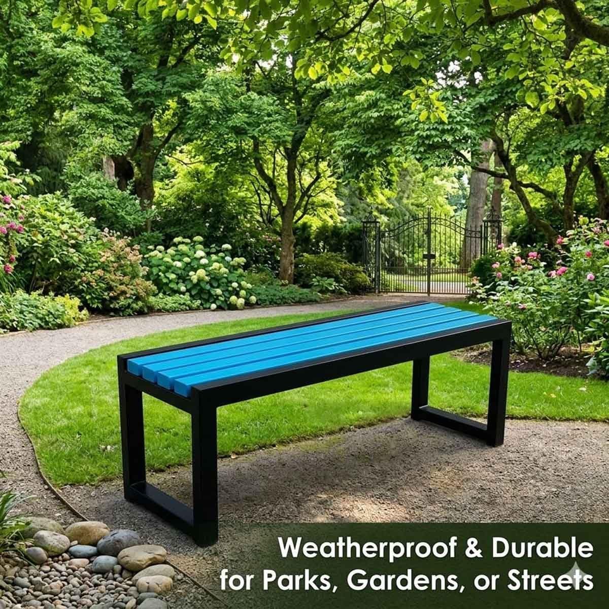 Outside Park Bench Garden Chair 31" 39" 47" 59" 71" Patio Benches for Outdoors, Metal Garden Bench 2-4 Person Wood
