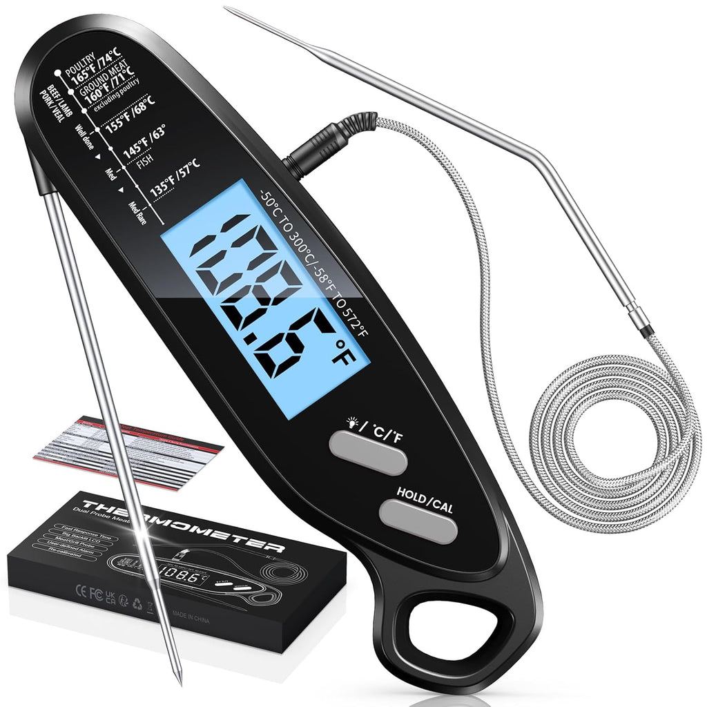 Instant Read Meat Thermometer Digital for Cooking with Dual Probe