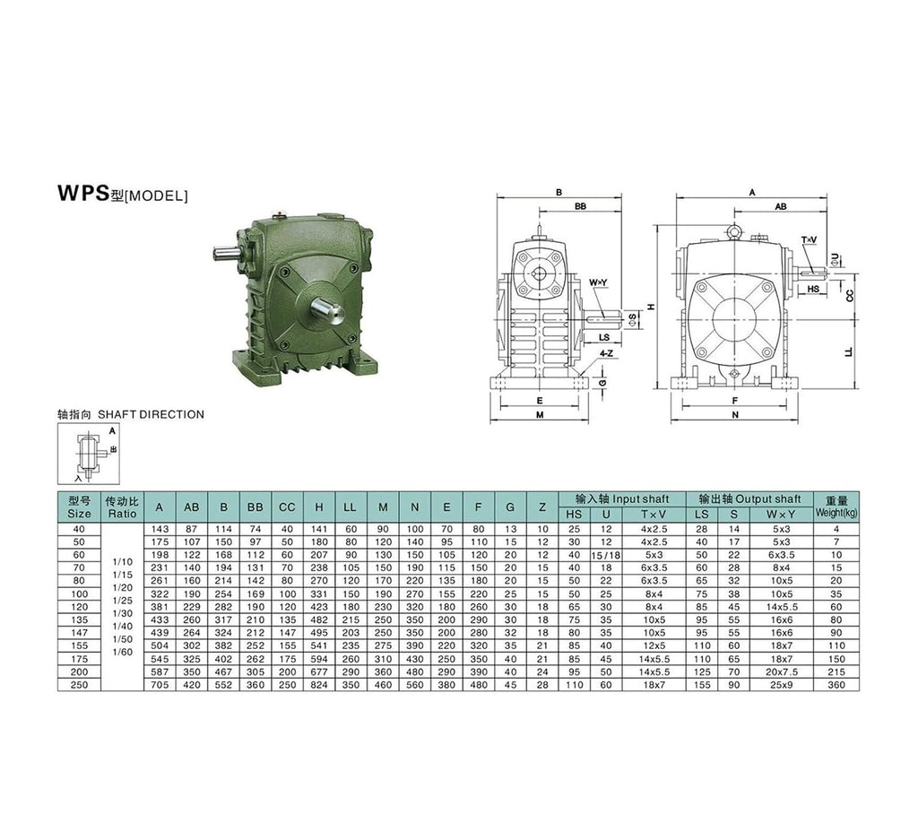 WPS-50-A Worm Gear Reducer
