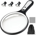 Magnifying Glass with Light for Reading: 5.31” Large Handheld Magnifier Lighted Glasses with 6 LED for Page Book