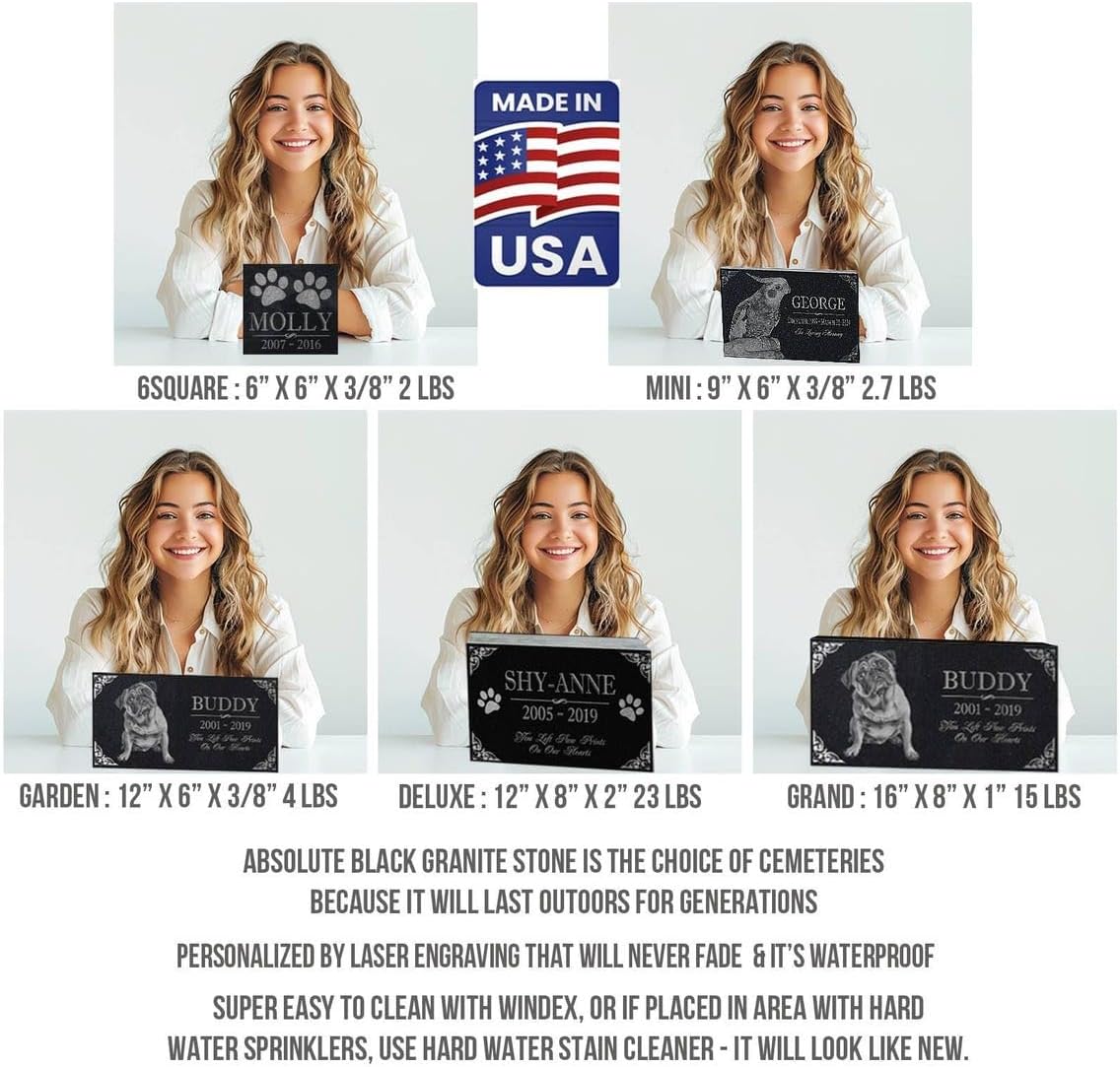 Memorial Headstone for Outdoors | Tombstone for Cemetery | Weatherproof Grave Marker | Memorial Cross | Yard Plaque |