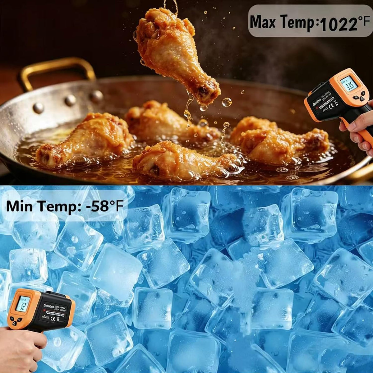 Infrared Thermometer Temperature Gun for Cooking -58℉~1022℉