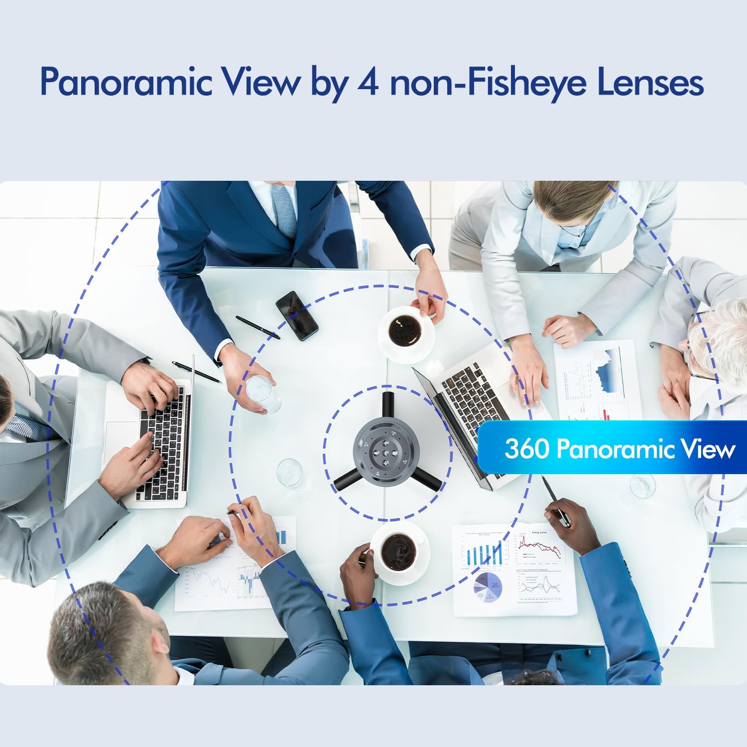 360 Conference Camera, Immersive Video Conference Experience, Both Overall and Speakers’ Close-up View, Conference