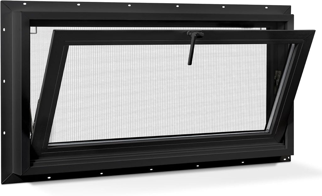 Vinyl Hopper Basement Window 32" x 18" Black