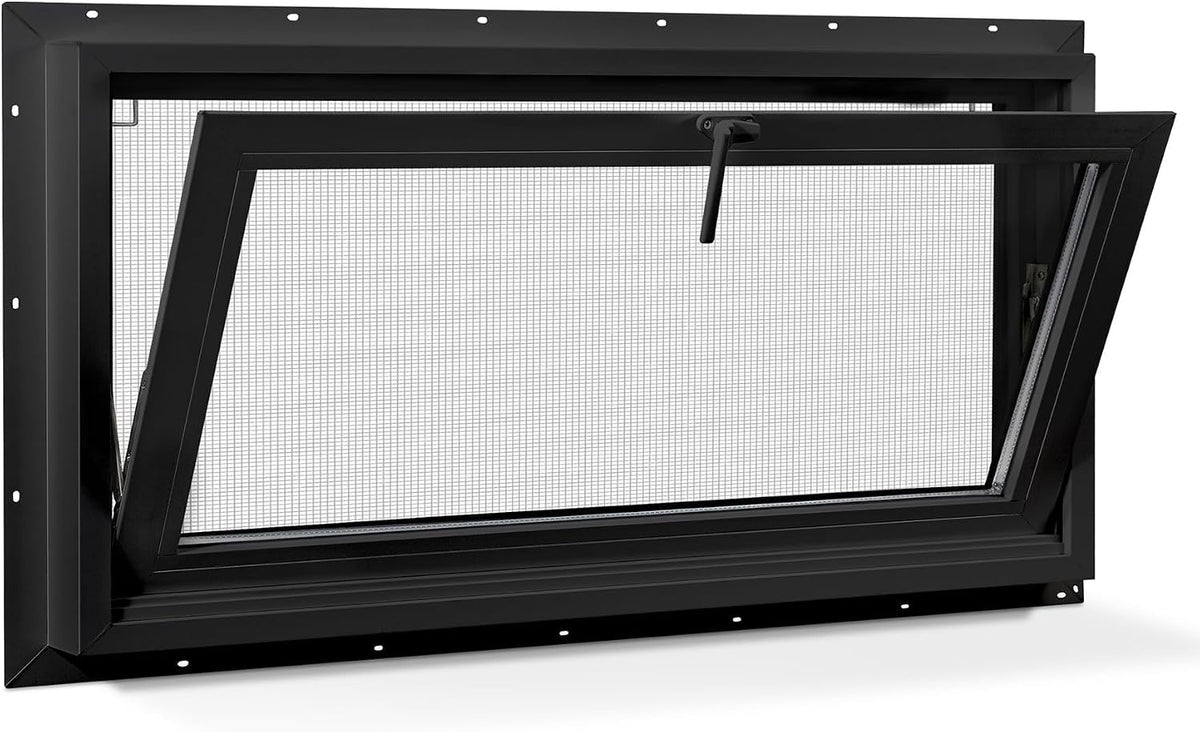 Vinyl Hopper Basement Window 32" x 18" Black